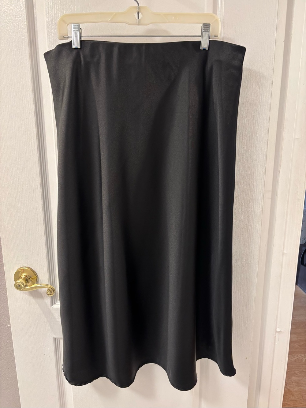Prettygarden Black Satin Maxi Skirt